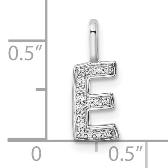 Colgante de Letra "E" en Oro Blanco de 14k con Diamantes