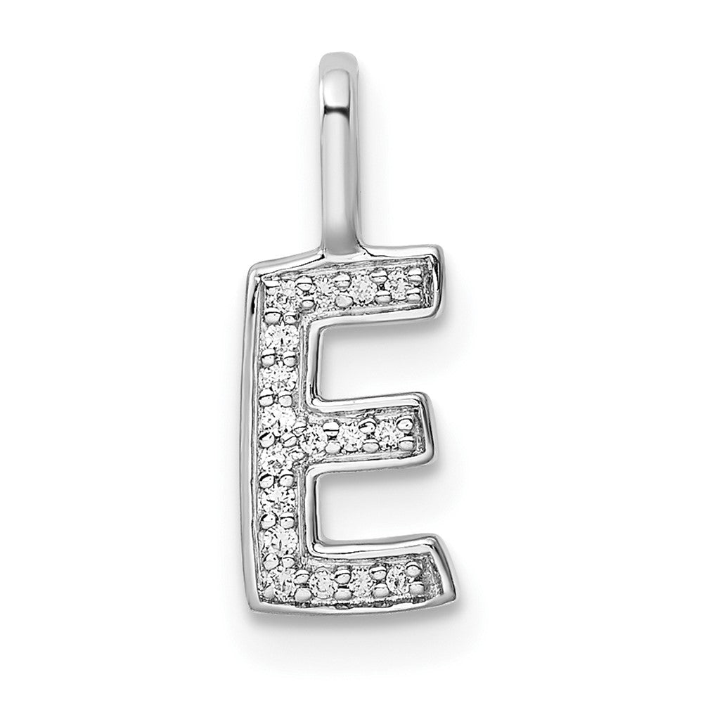 Colgante de Letra "E" en Oro Blanco de 14k con Diamantes