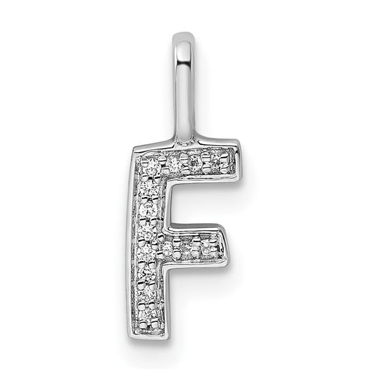 Colgante de Letra "F" en Oro Blanco de 14k con Diamantes