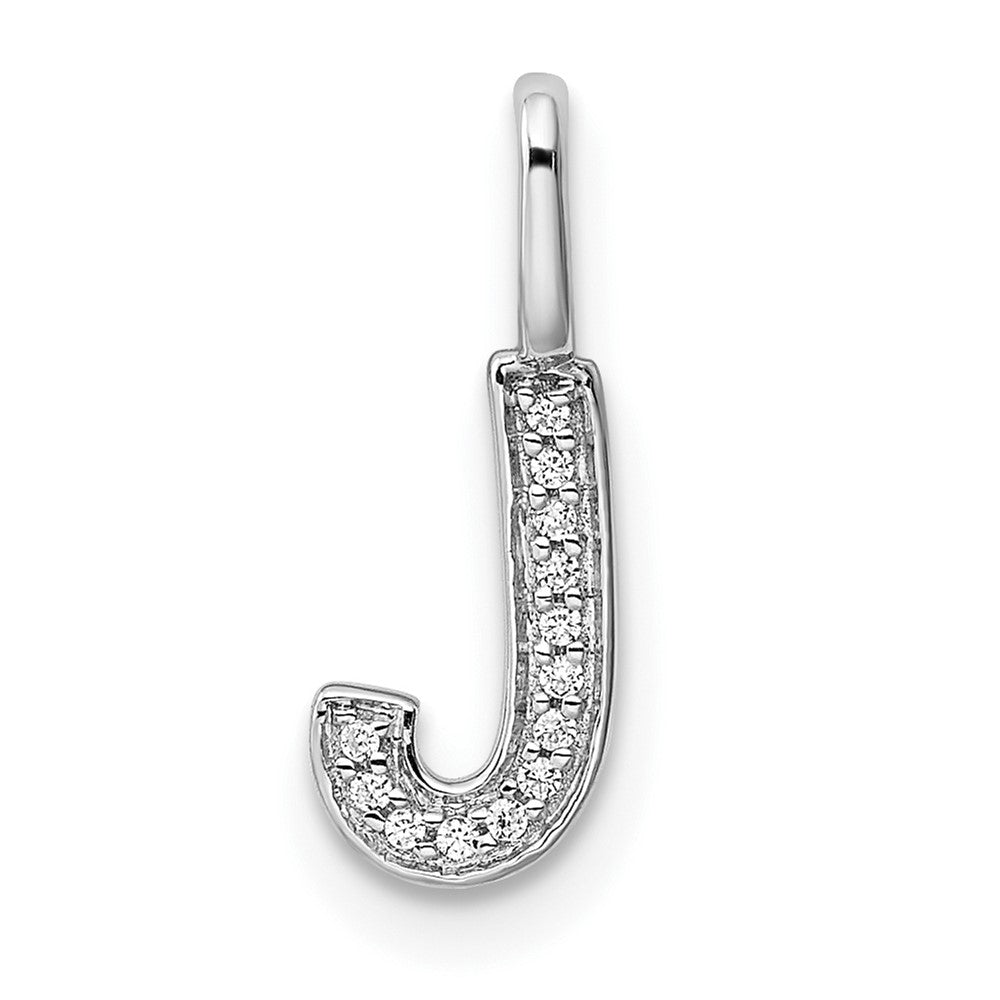 Dije de Inicial "J" con Diamante en Oro Blanco de 14k