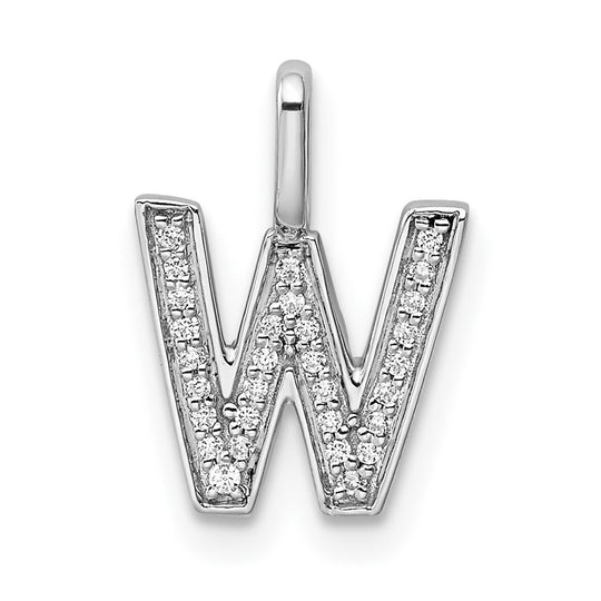 Colgante Inicial "W" con Diamantes en Oro Blanco de 14k