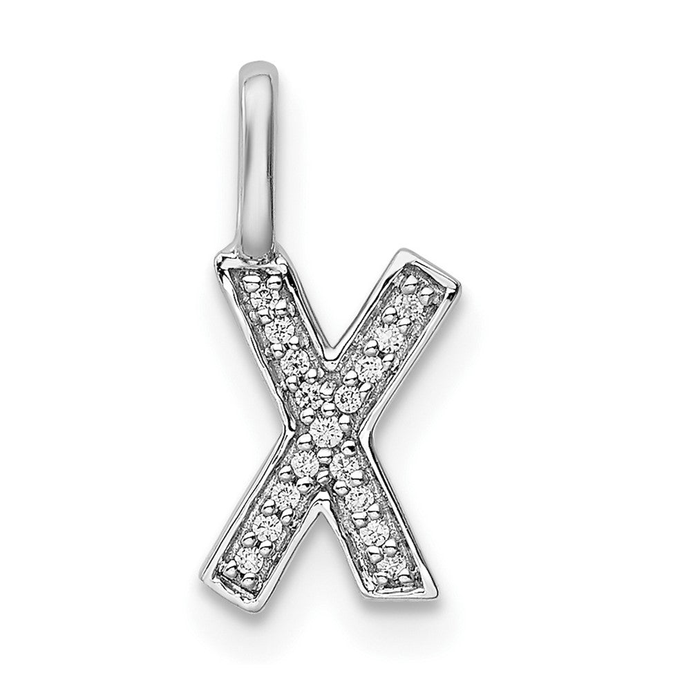 Colgante Inicial "X" en Oro Blanco de 14k con Diamante