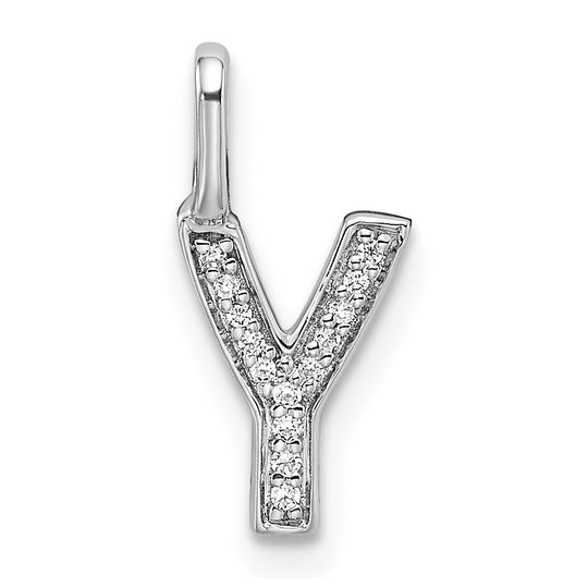 Colgante Inicial "Y" en Oro Blanco de 14k con Diamantes