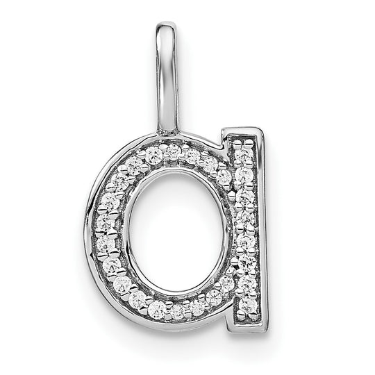 Colgante de Inicial Letra "a" Minúscula en Oro Blanco de 14k con Diamantes