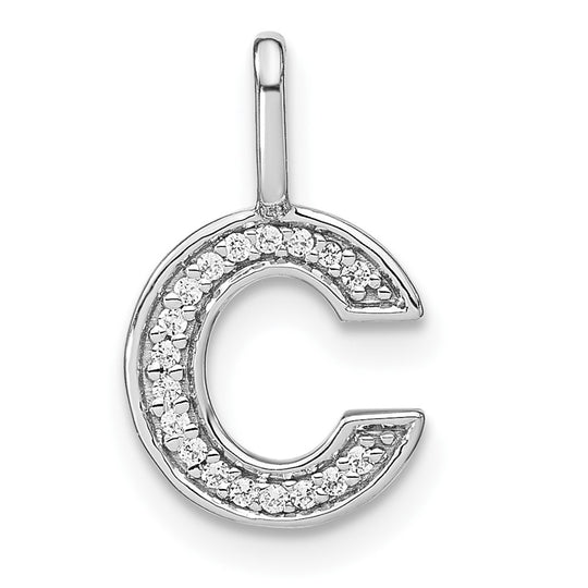 Colgante con la Inicial "c" en Minúscula en Oro Blanco de 14k con Diamante