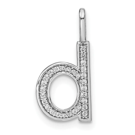 Dije con la Inicial "d" en Oro Blanco de 14k con Diamantes