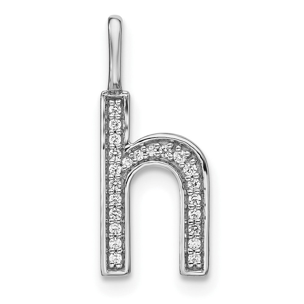 Dije de Letra "h" en Oro Blanco de 14K con Diamantes