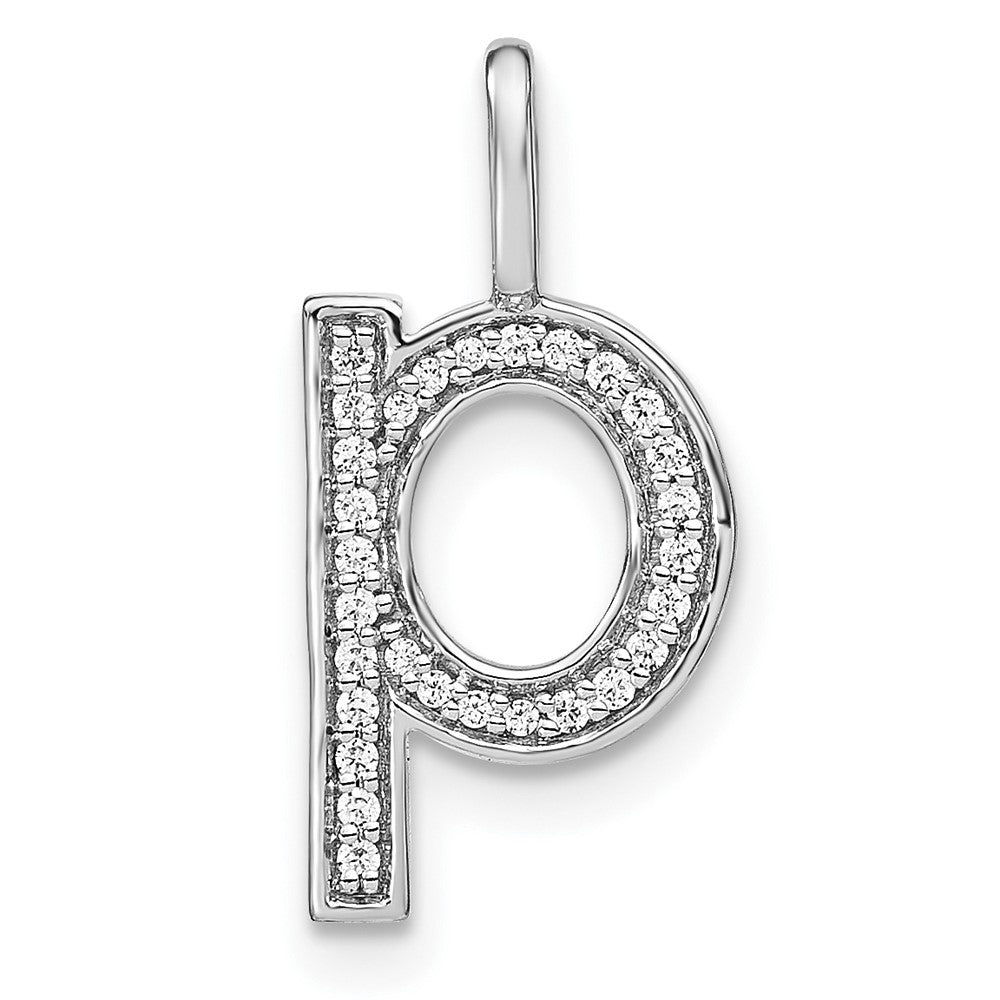 Dije Inicial "p" en Minúscula con Diamante en Oro Blanco de 14k