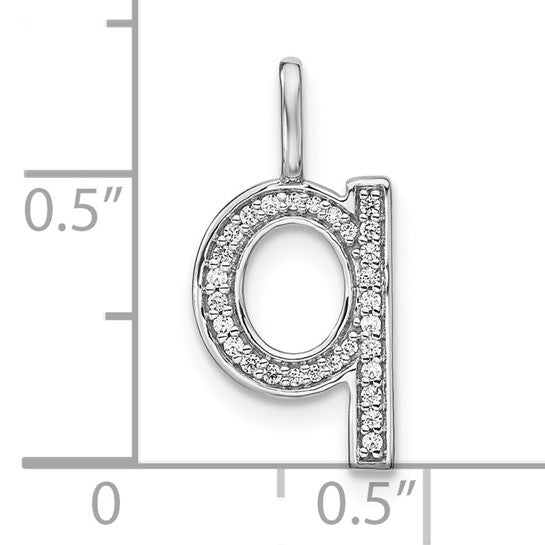 Colgante Inicial "q" en Minúscula en Oro Blanco de 14k con Diamante