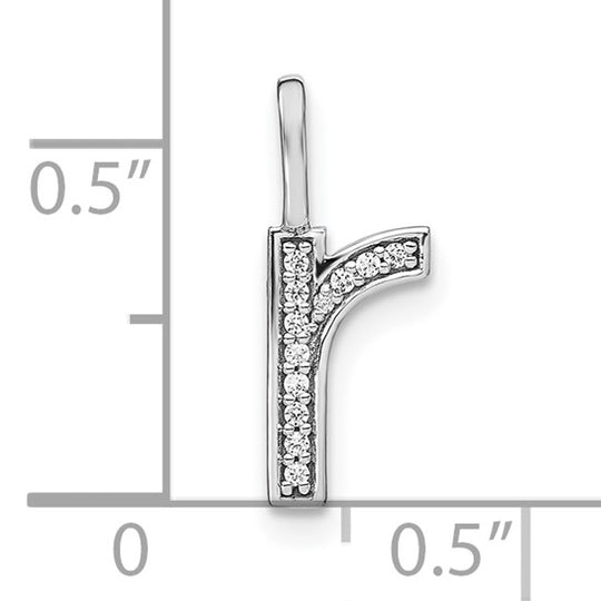 Colgante Inicial "r" Minúscula en Oro Blanco de 14k con Diamantes