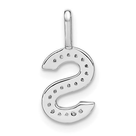 Colgante de Oro Blanco de 14k con Diamante e Inicial "s" en Minúscula