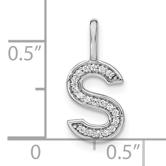 Colgante de Oro Blanco de 14k con Diamante e Inicial "s" en Minúscula