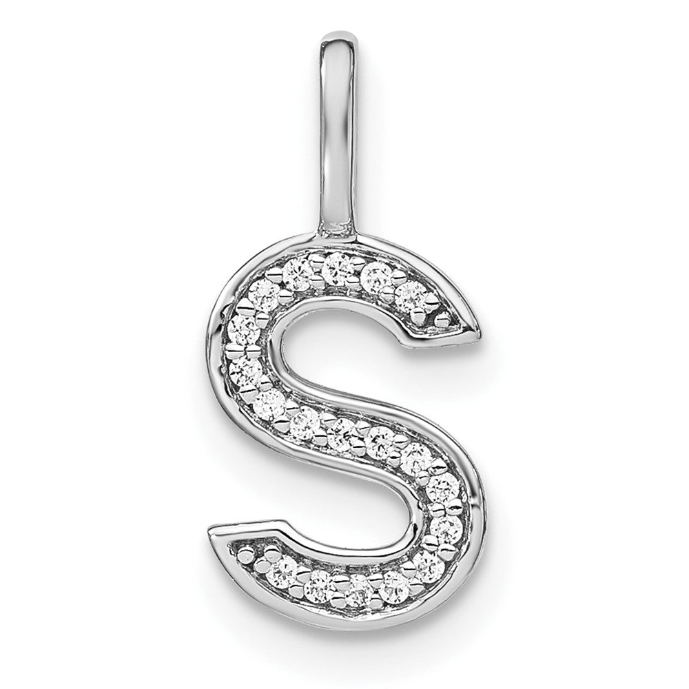 Colgante de Oro Blanco de 14k con Diamante e Inicial "s" en Minúscula