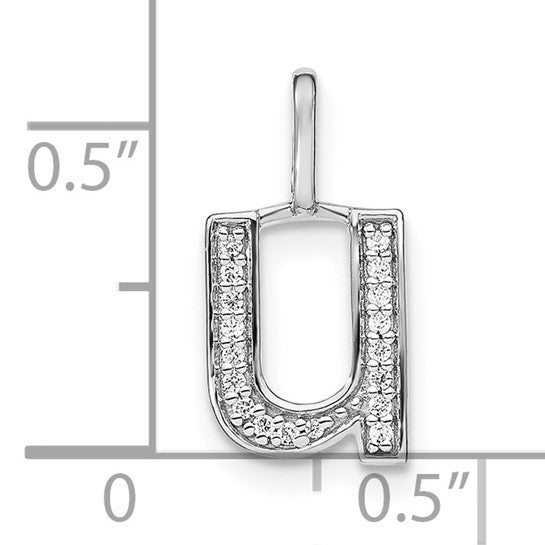 Colgante de Inicial "u" Minúscula en Oro Blanco de 14k con Diamantes