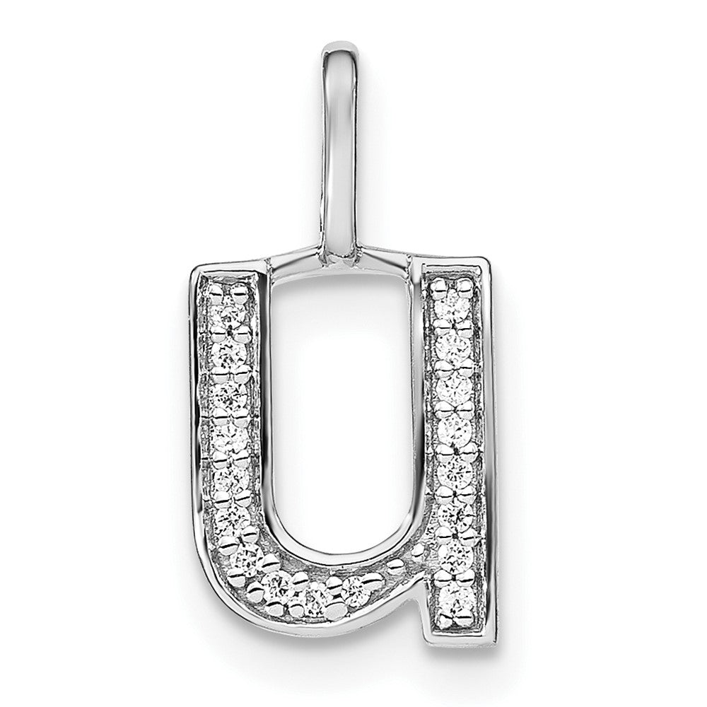 Colgante de Inicial "u" Minúscula en Oro Blanco de 14k con Diamantes