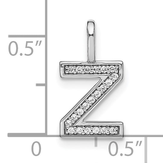 Dije Inicial "z" en Minúscula con Diamantes de Oro Blanco de 14k