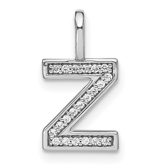 Dije Inicial "z" en Minúscula con Diamantes de Oro Blanco de 14k