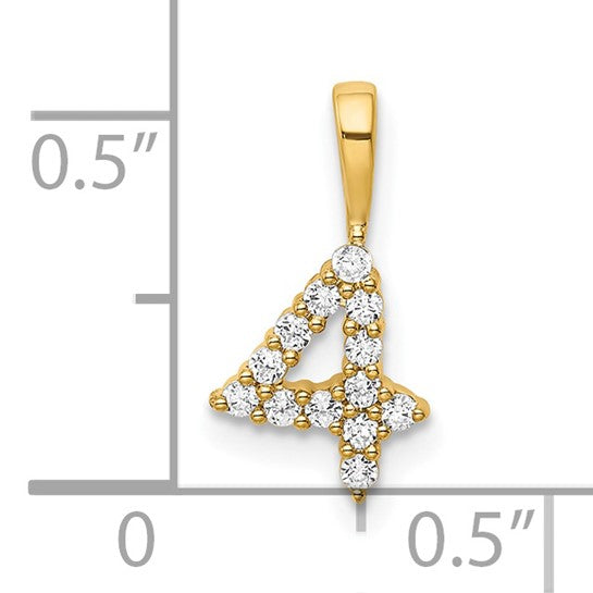 Colgante Número 4 en Oro Amarillo de 14k con Diamantes