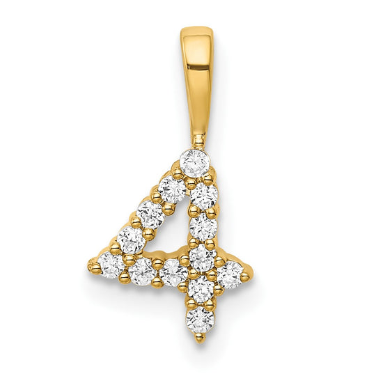 Colgante Número 4 en Oro Amarillo de 14k con Diamantes