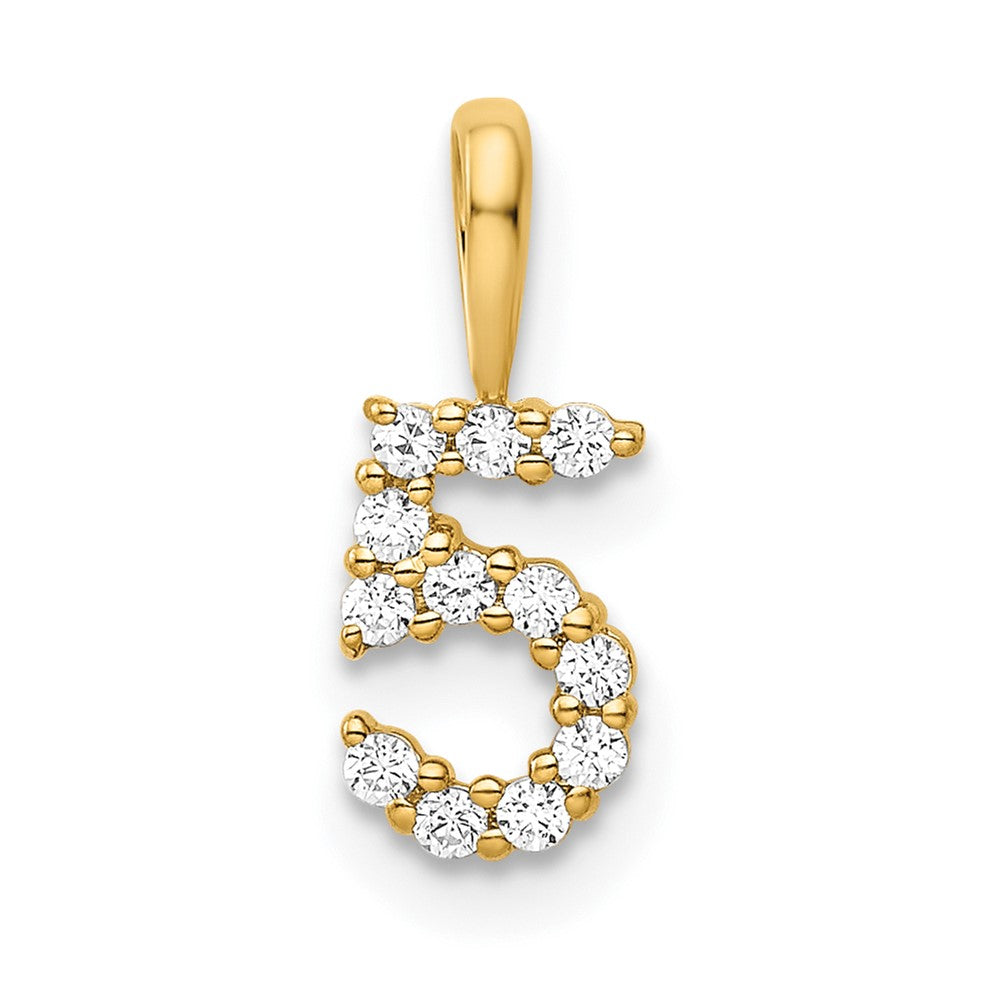 Dije Número 5 con Diamantes en Oro Amarillo de 14k