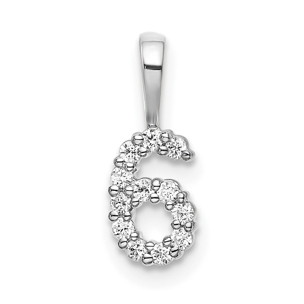 Colgante Número 6 en Oro Blanco de 14k con Diamantes