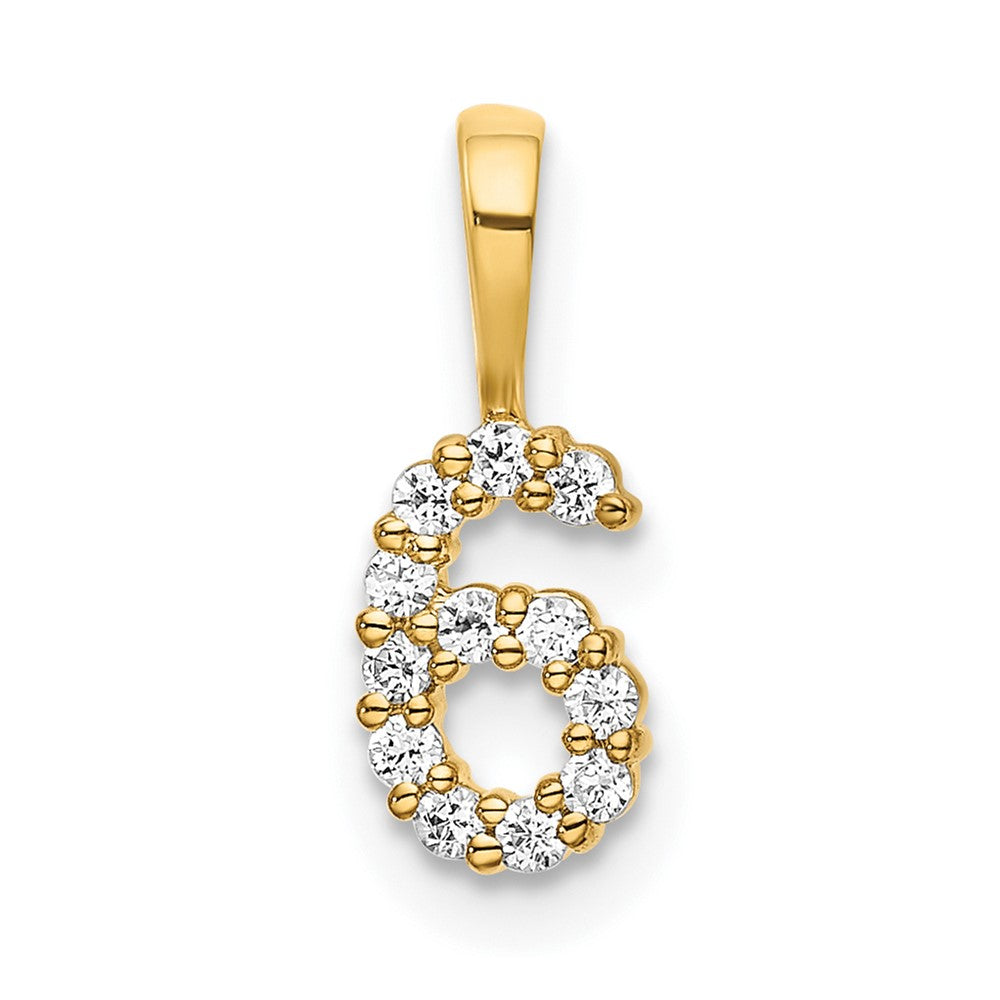 Colgante Número 6 en Oro Amarillo de 14k con Diamante