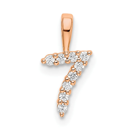 Colgante Número 7 en Oro Rosa de 14k con Diamante