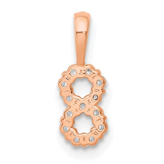 Colgante Número 8 en Oro Rosa de 14k con Diamante