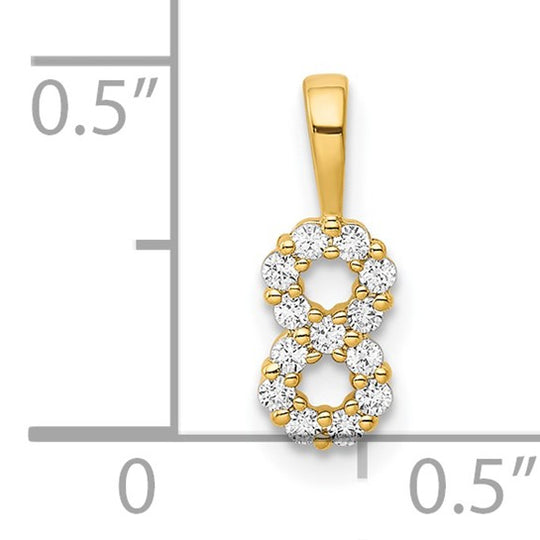 Colgante Número 8 en Oro Amarillo de 14k con Diamante