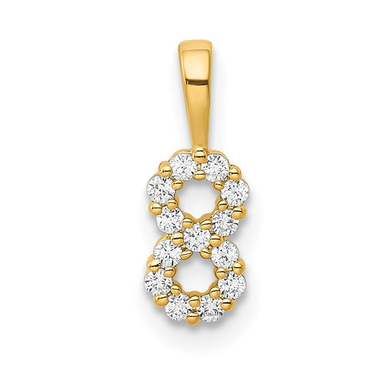 Colgante Número 8 en Oro Amarillo de 14k con Diamante