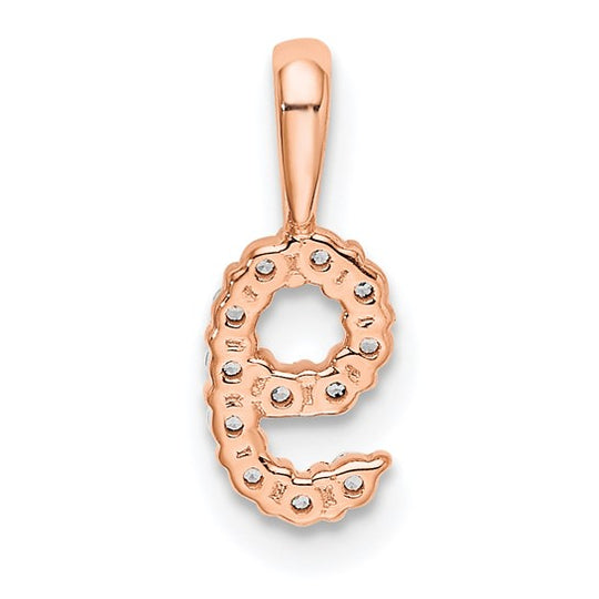 Colgante Número 9 en Oro Rosa de 14k con Diamantes