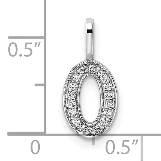 Colgante Número 0 con Diamantes en Oro Blanco de 14k