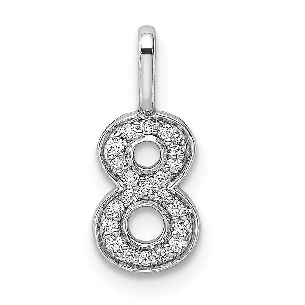 Colgante Número 8 en Oro Blanco de 14k con Diamante