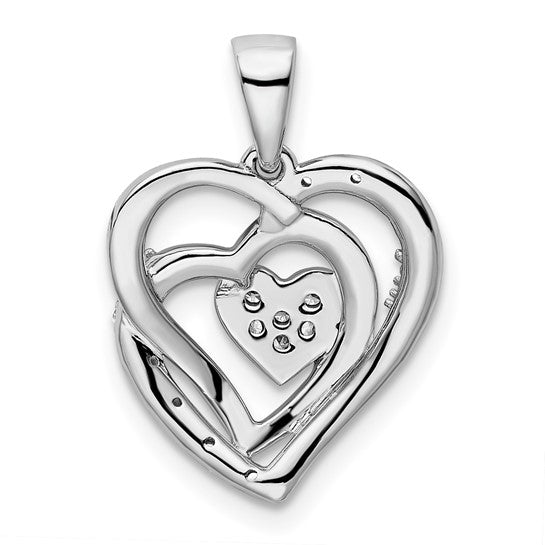 Colgante de Corazón con Diamantes en Oro Blanco de 14k