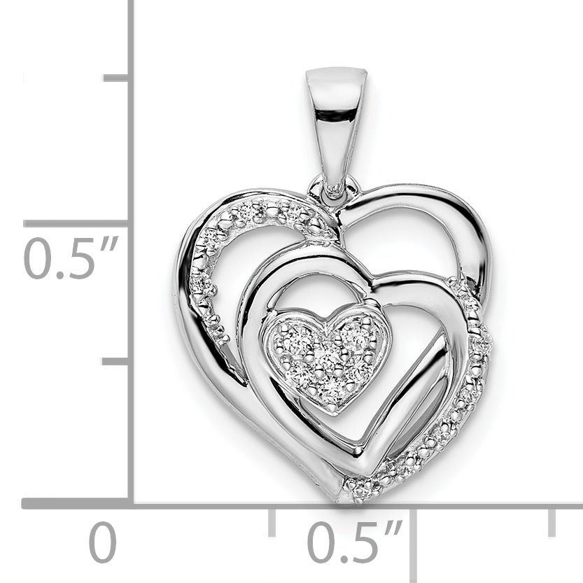 Colgante de Corazón con Diamantes en Oro Blanco de 14k