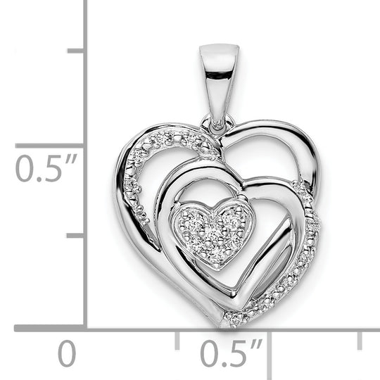 Colgante de Corazón con Diamantes en Oro Blanco de 14k