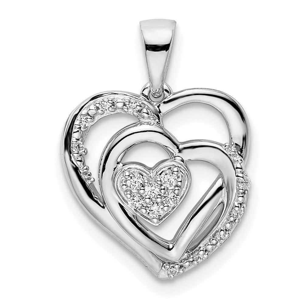 Colgante de Corazón con Diamantes en Oro Blanco de 14k