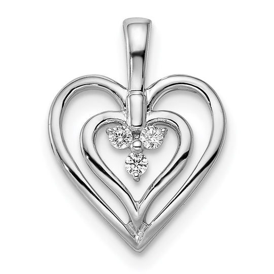 Dije de Corazón con Diamante en Oro Blanco de 14K Pulido