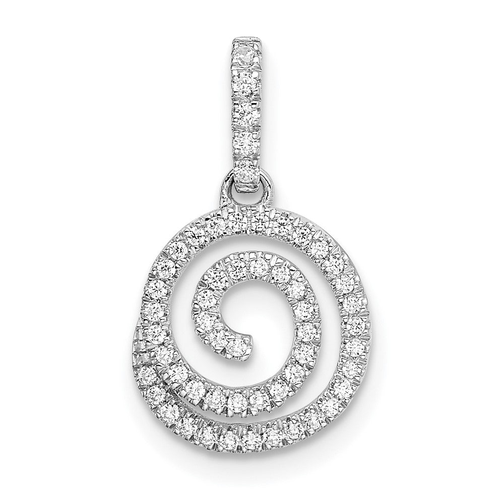 Colgante Circular con Remolino y Diamantes en Oro Blanco de 14k