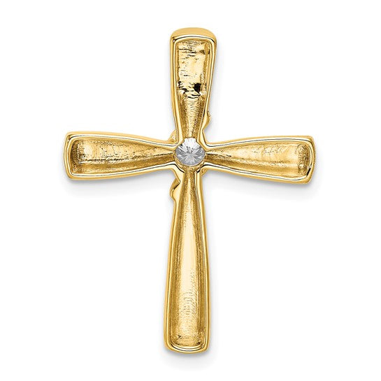 Deslizador de Cadena con Cruz de Diamante Pulido en Oro Amarillo 14K