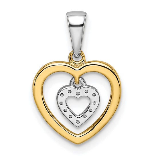 Colgante de Diamante con Corazón Colgante en Oro Bicolor 14K