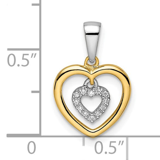 Colgante de Diamante con Corazón Colgante en Oro Bicolor 14K