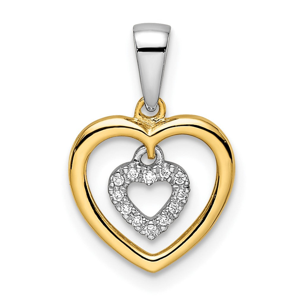 Colgante de Diamante con Corazón Colgante en Oro Bicolor 14K