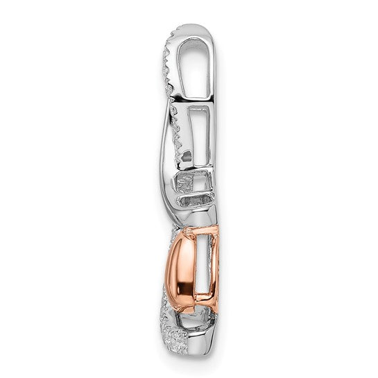 Deslizador de Cadena en Forma de Corazón Bicolor de Oro Blanco y Rosa con Diamantes de 14k