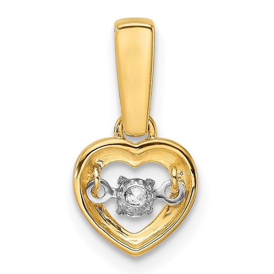 Colgante de Corazón Pulido con Diamantes y Centro Vibrante en Oro Amarillo 14K