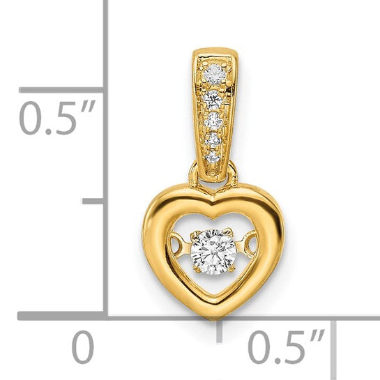 Colgante de Corazón Pulido con Diamantes y Centro Vibrante en Oro Amarillo 14K