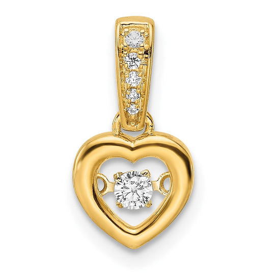 Colgante de Corazón Pulido con Diamantes y Centro Vibrante en Oro Amarillo 14K