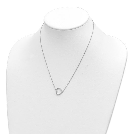 Collar de Corazón de Diamantes de Lado en Oro Blanco de 14k de 18 pulgadas