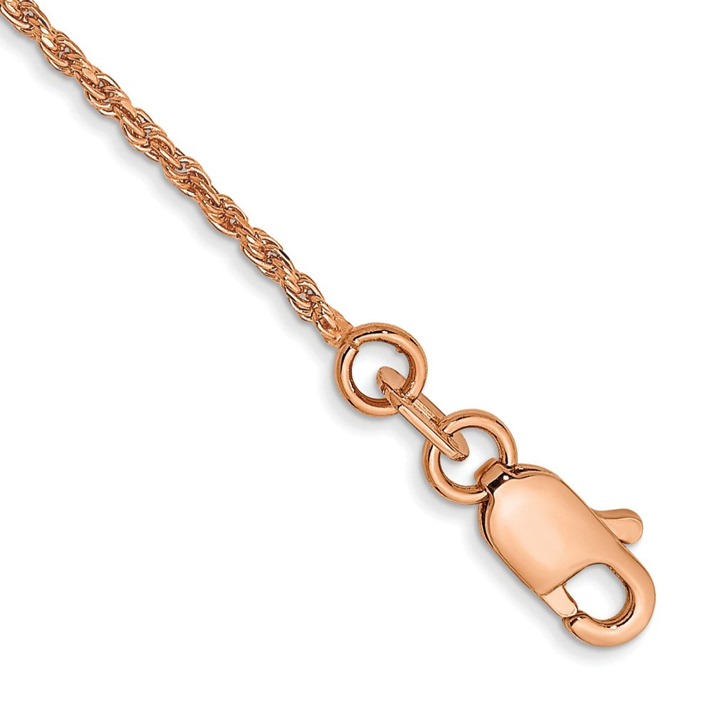 Pulsera de cuerda hecha a máquina D/C de 1 mm de oro rosa de 14 k