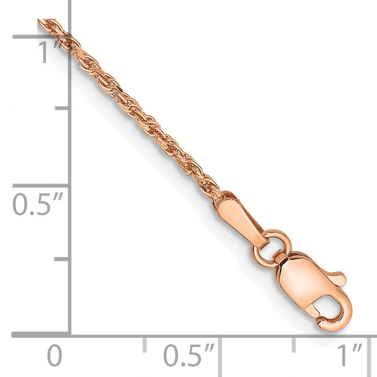 Pulsera de cuerda hecha a máquina D/C de 1,5 mm en oro rosa de 14 k